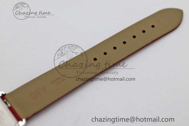Tank Must Small SS K11F 1:1 Best Edition White Dial Diamonds Bezel on Satin Leather Strap Ronda Quartz