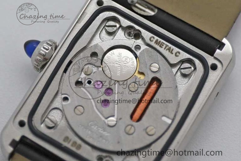 Tank Must Small SS K11F 1:1 Best Edition White Dial Diamonds Bezel on Satin Leather Strap Ronda Quartz