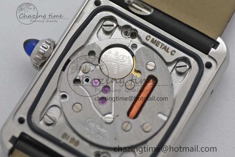 Tank Must Small SS K11F 1:1 Best Edition White Dial Diamonds Bezel on Satin Leather Strap Ronda Quartz