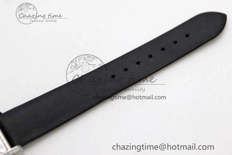 Tank Must Small SS K11F 1:1 Best Edition White Dial Diamonds Bezel on Satin Leather Strap Ronda Quartz