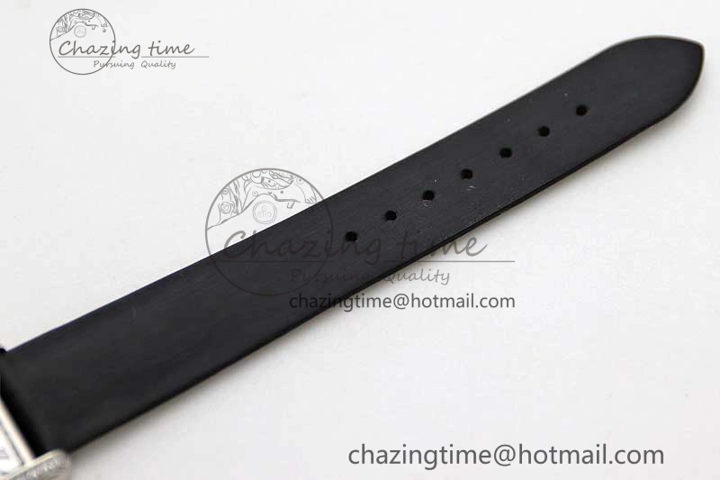 Tank Must Small SS K11F 1:1 Best Edition White Dial Diamonds Bezel on Satin Leather Strap Ronda Quartz