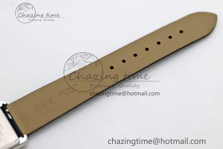 Tank Must Small SS K11F 1:1 Best Edition White Dial Diamonds Bezel on Satin Leather Strap Ronda Quartz