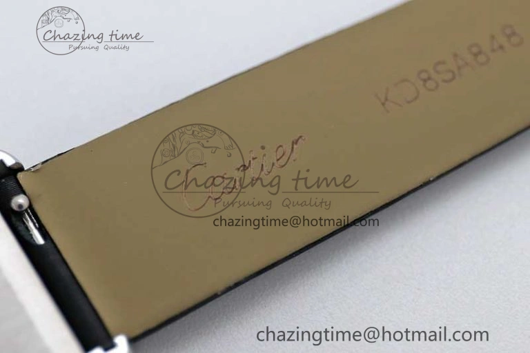 Tank Must Small SS K11F 1:1 Best Edition White Dial Diamonds Bezel on Satin Leather Strap Ronda Quartz