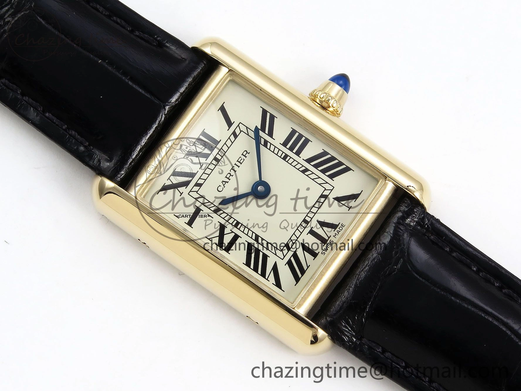 Tank Must Small YG 29mm DRF 1:1 Best Edition YG Dial on Black Leather Strap Swiss Quartz