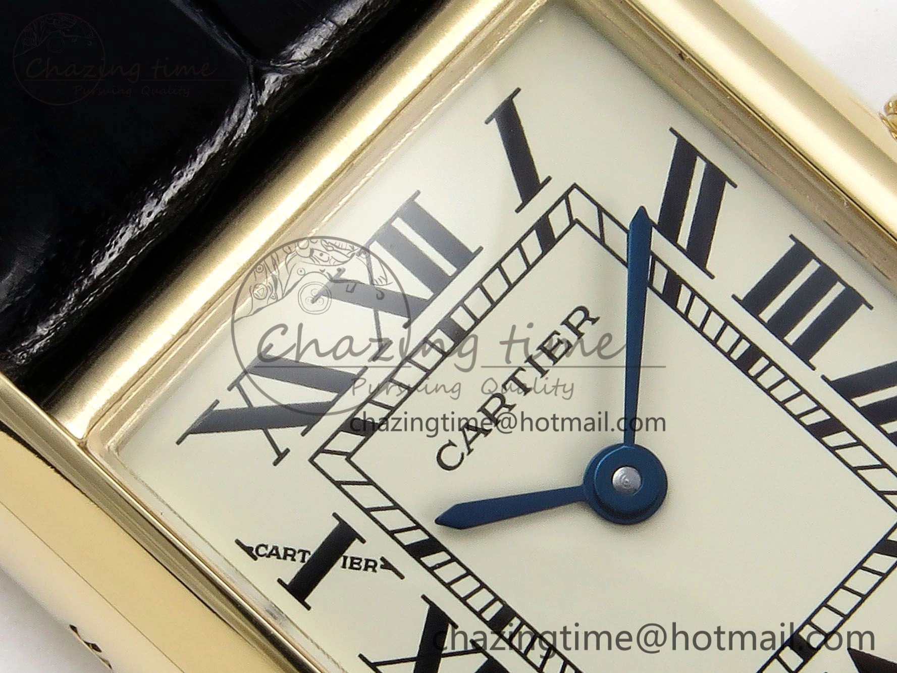 Tank Must Small YG 29mm DRF 1:1 Best Edition YG Dial on Black Leather Strap Swiss Quartz