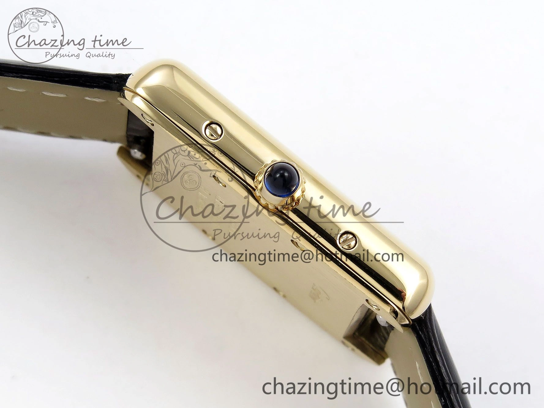 Tank Must Small YG 29mm DRF 1:1 Best Edition YG Dial on Black Leather Strap Swiss Quartz
