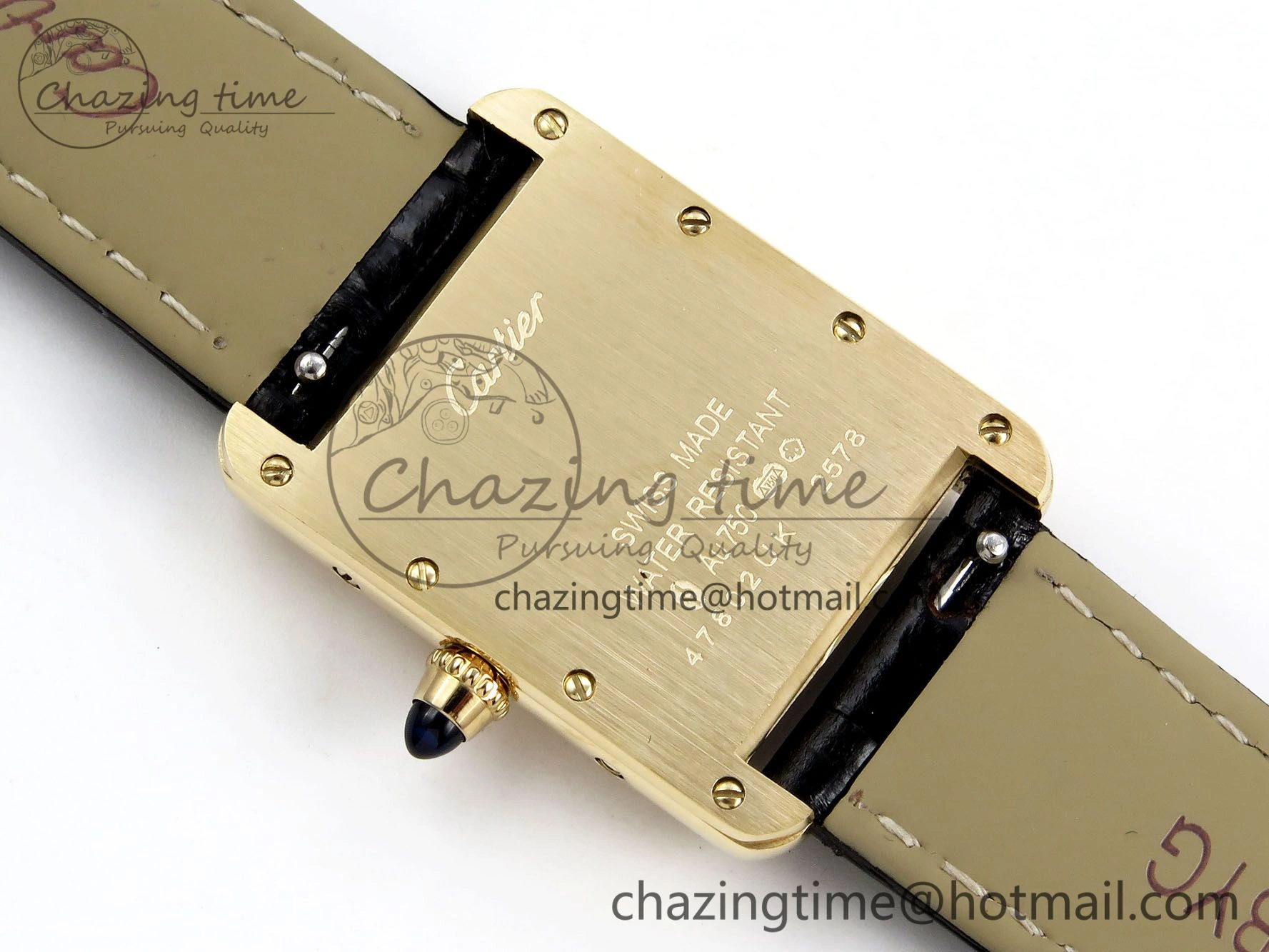 Tank Must Small YG 29mm DRF 1:1 Best Edition YG Dial on Black Leather Strap Swiss Quartz