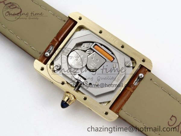 Tank Must Small YG 29mm DRF 1:1 Best Edition YG Dial on Brown Leather Strap Swiss Quartz