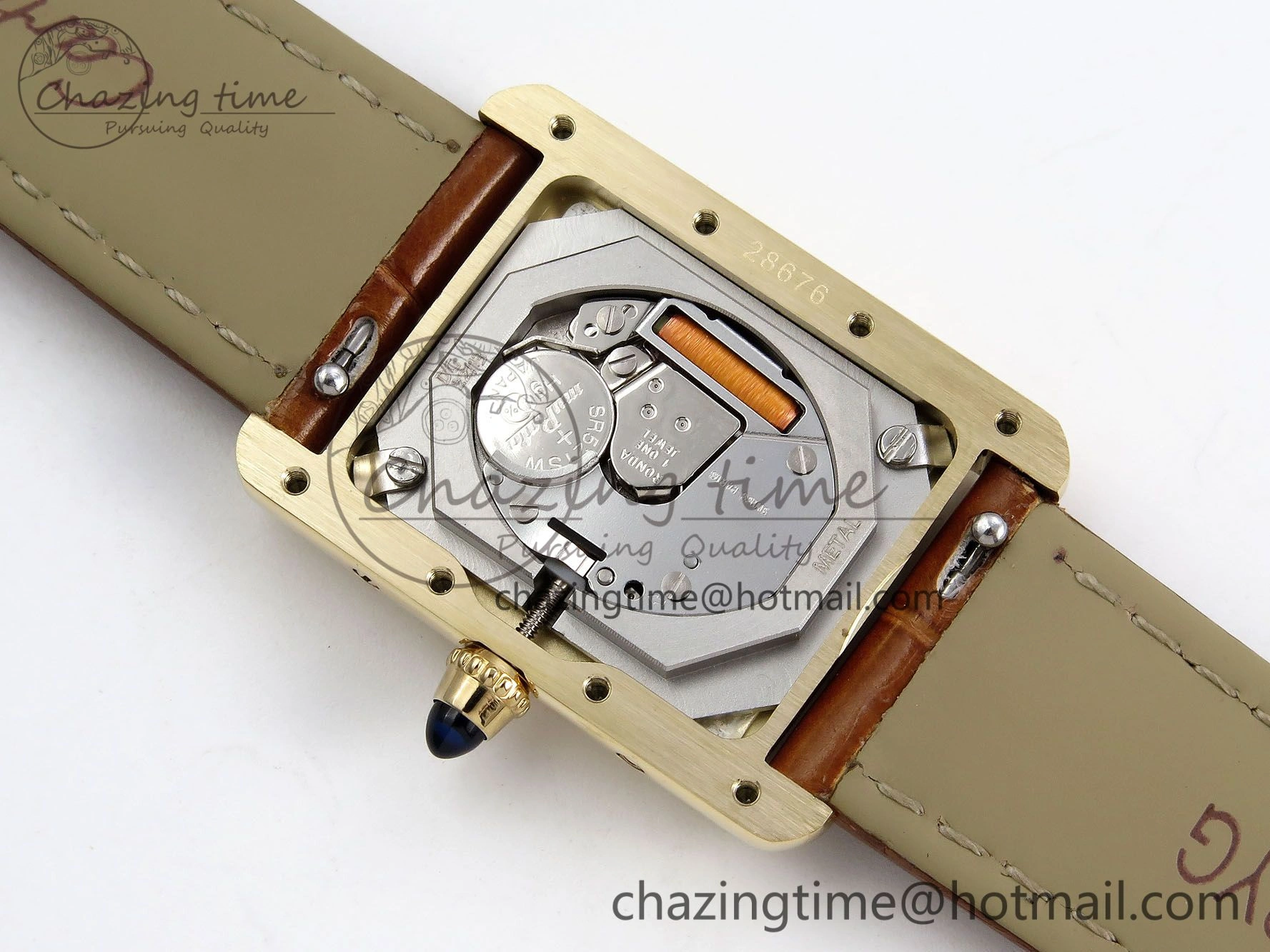 Tank Must Small YG 29mm DRF 1:1 Best Edition YG Dial on Brown Leather Strap Swiss Quartz