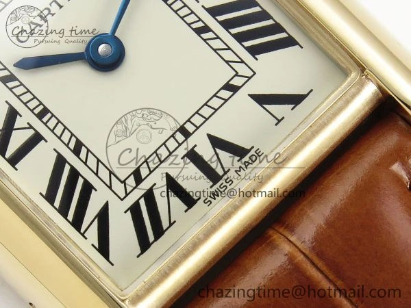 Tank Must Small YG 29mm DRF 1:1 Best Edition YG Dial on Brown Leather Strap Swiss Quartz