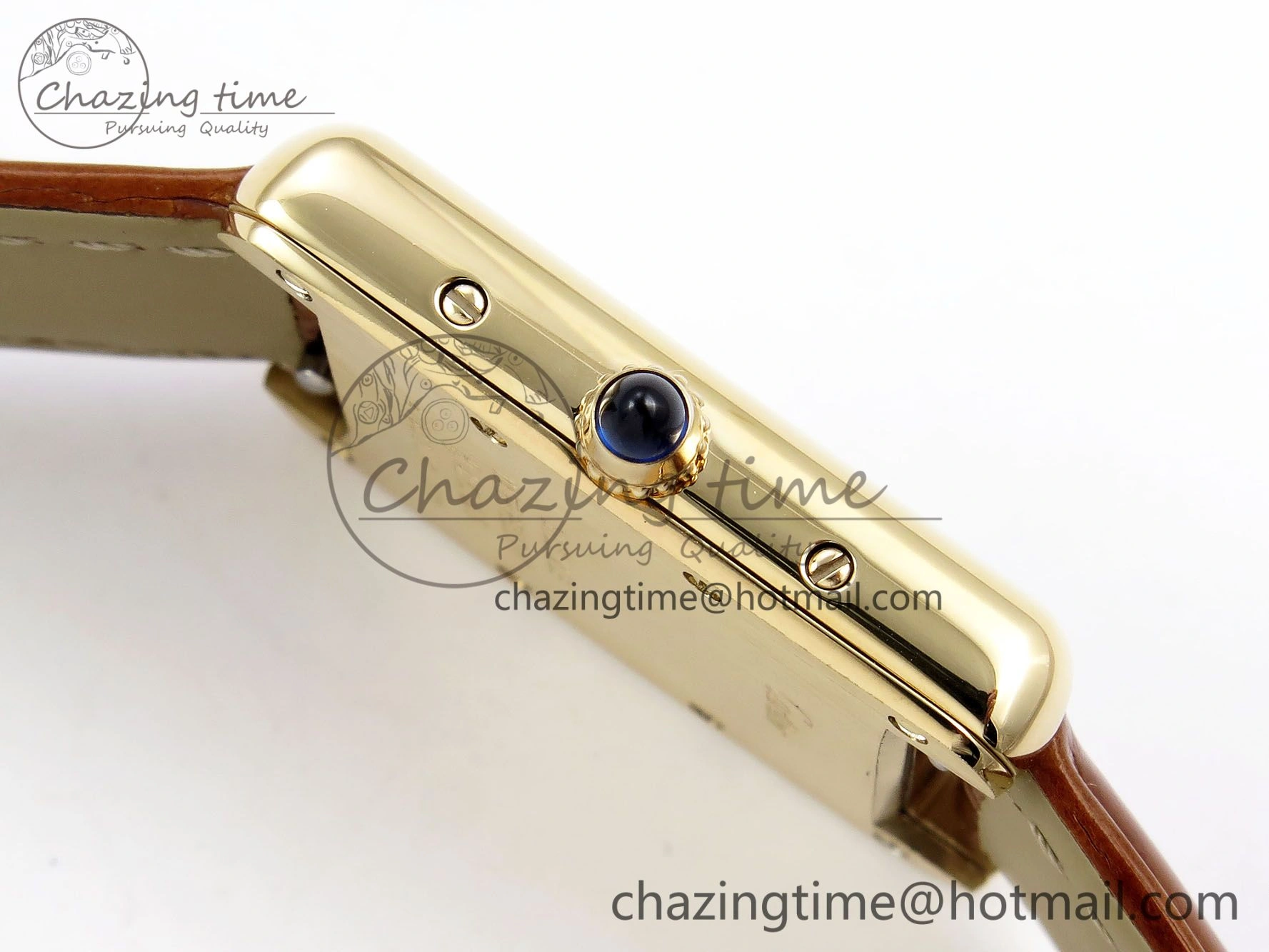 Tank Must Small YG 29mm DRF 1:1 Best Edition YG Dial on Brown Leather Strap Swiss Quartz