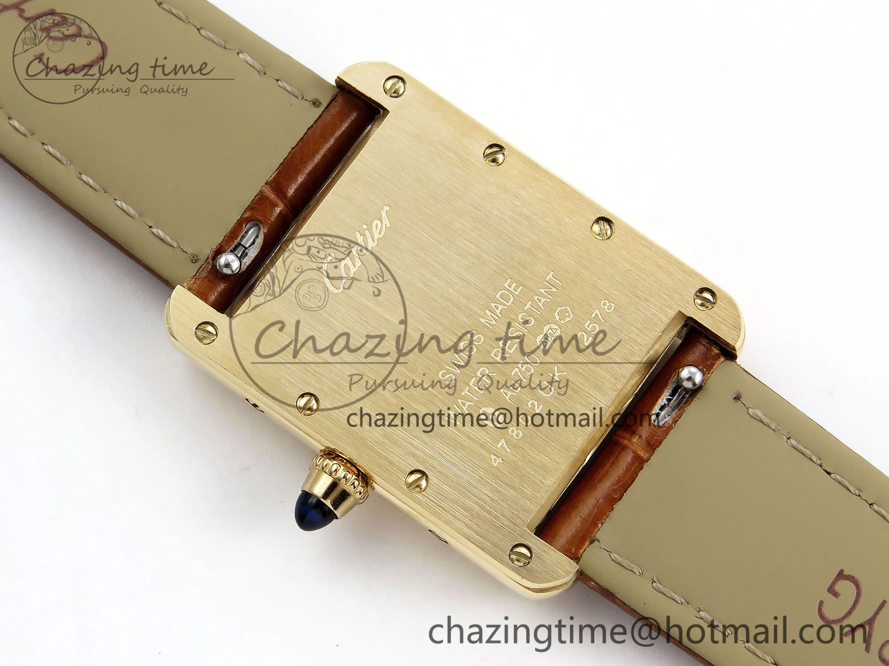 Tank Must Small YG 29mm DRF 1:1 Best Edition YG Dial on Brown Leather Strap Swiss Quartz