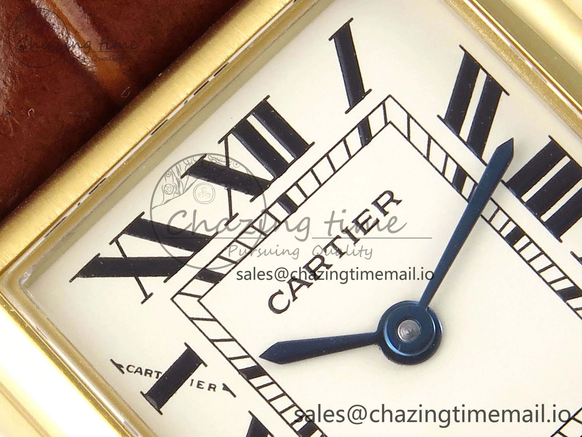 Tank Must YG 22mm AF 1:1 Best Edition White Dial on Brown Leather Strap Ronda Quartz