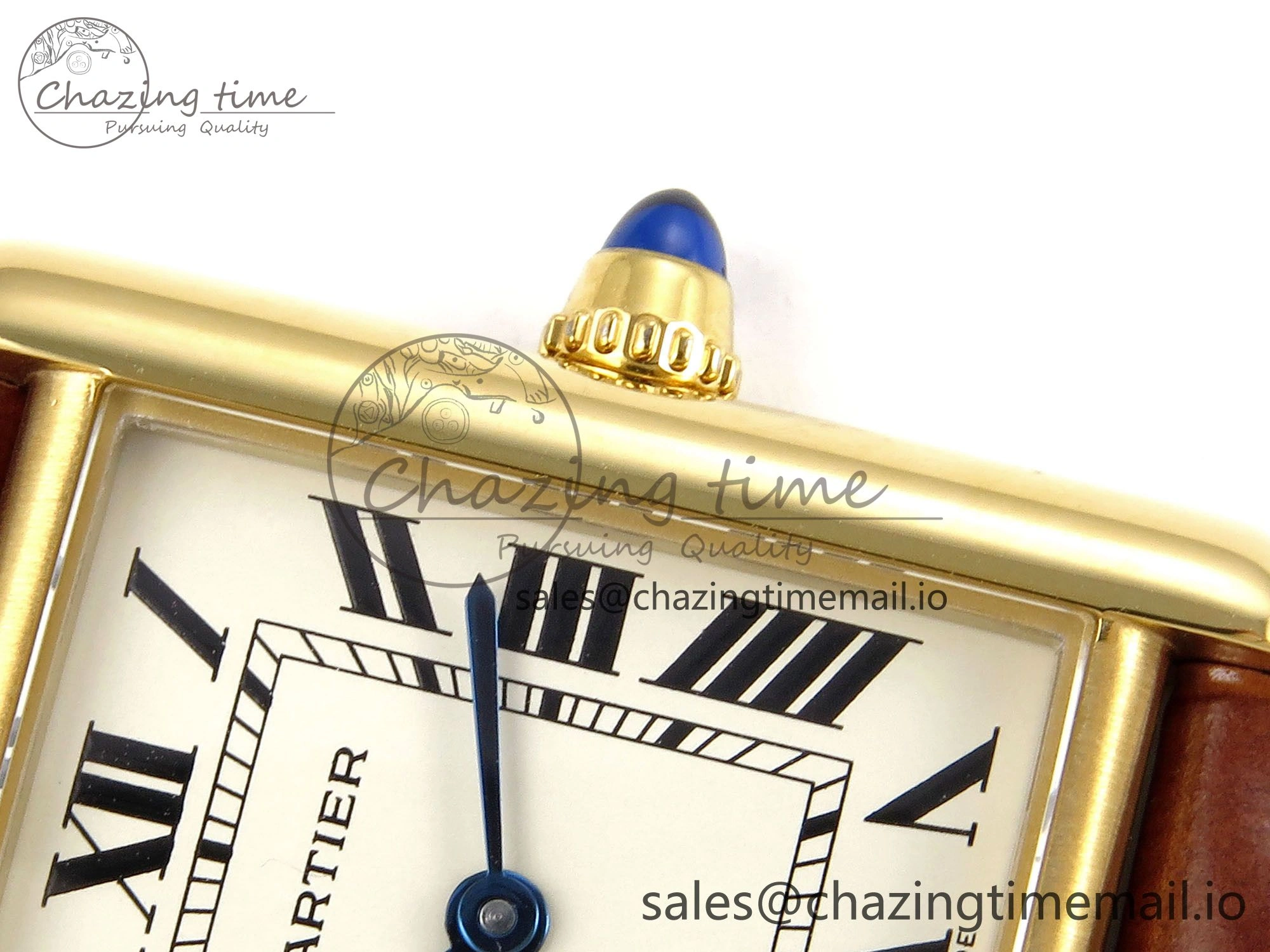 Tank Must YG 22mm AF 1:1 Best Edition White Dial on Brown Leather Strap Ronda Quartz