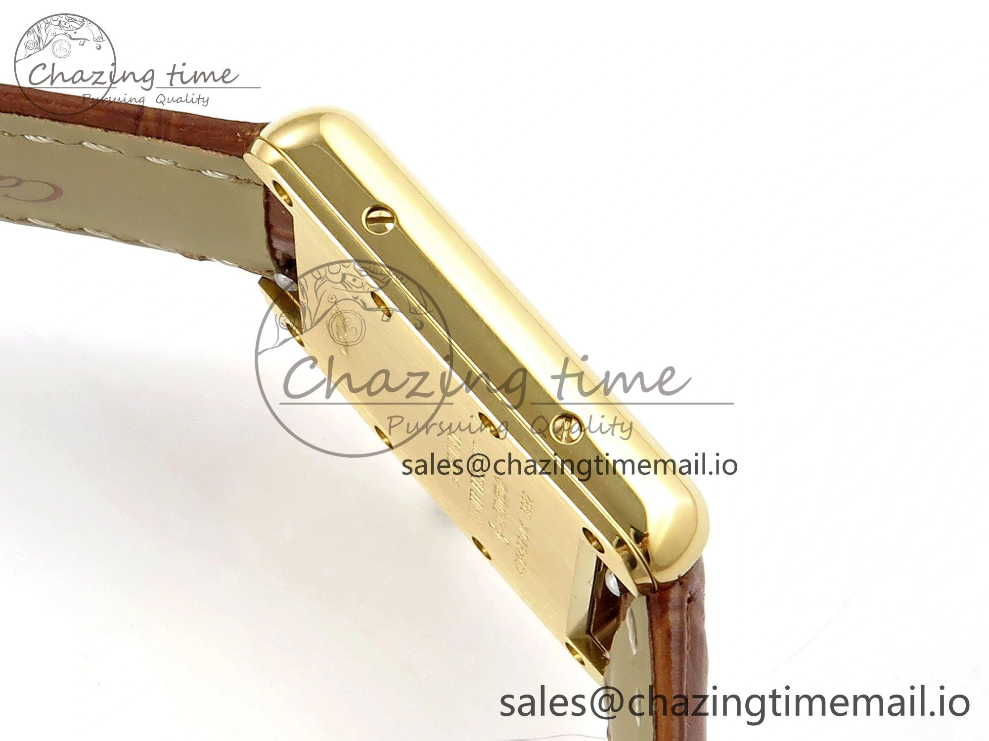 Tank Must YG 22mm AF 1:1 Best Edition White Dial on Brown Leather Strap Ronda Quartz