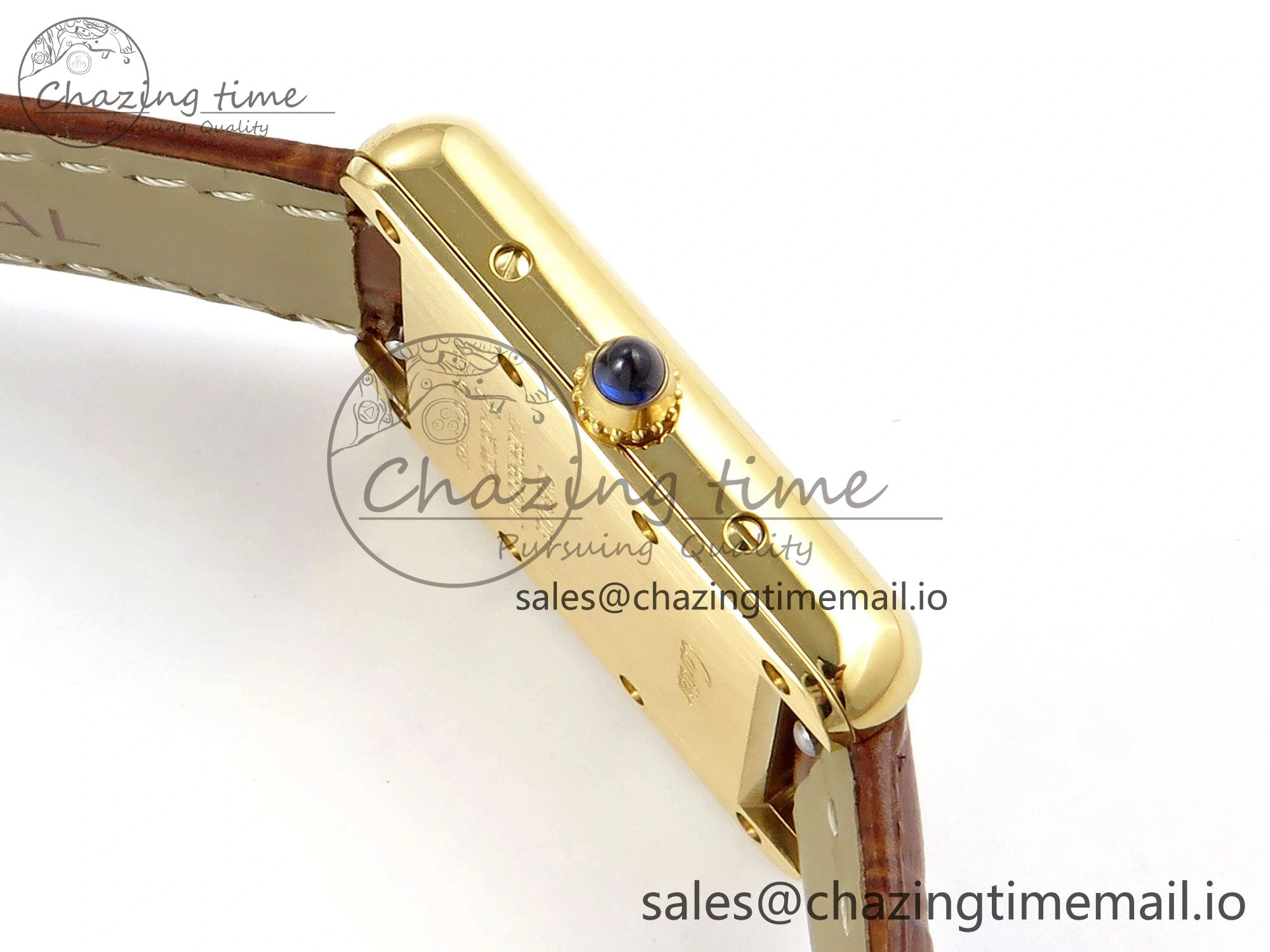 Tank Must YG 22mm AF 1:1 Best Edition White Dial on Brown Leather Strap Ronda Quartz