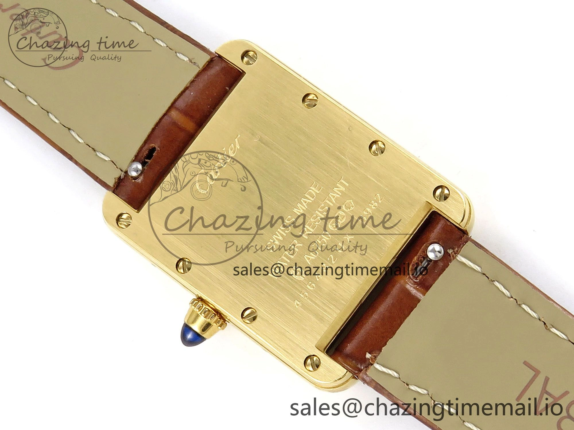 Tank Must YG 22mm AF 1:1 Best Edition White Dial on Brown Leather Strap Ronda Quartz