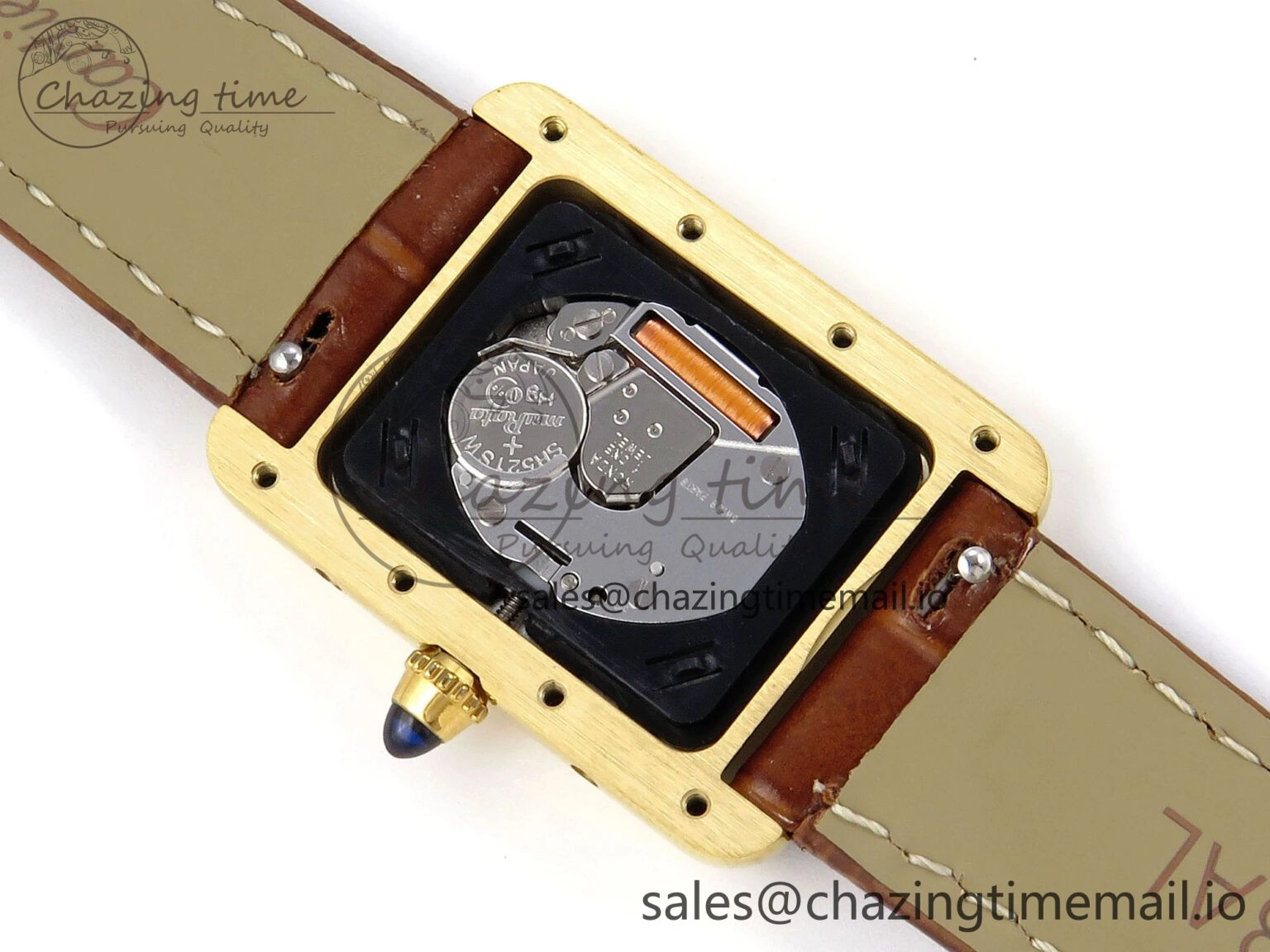 Tank Must YG 22mm AF 1:1 Best Edition White Dial on Brown Leather Strap Ronda Quartz