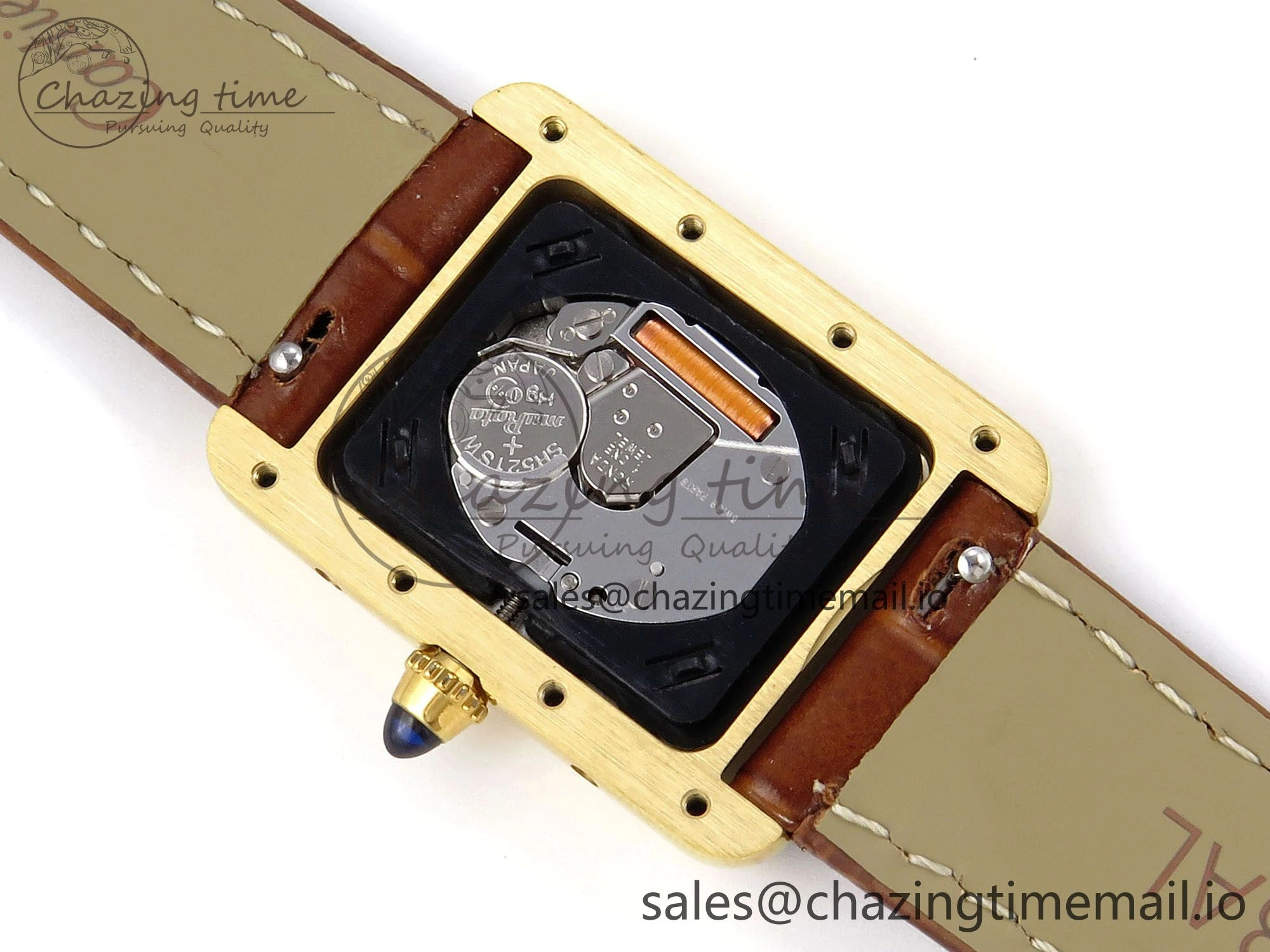Tank Must YG 22mm AF 1:1 Best Edition White Dial on Brown Leather Strap Ronda Quartz