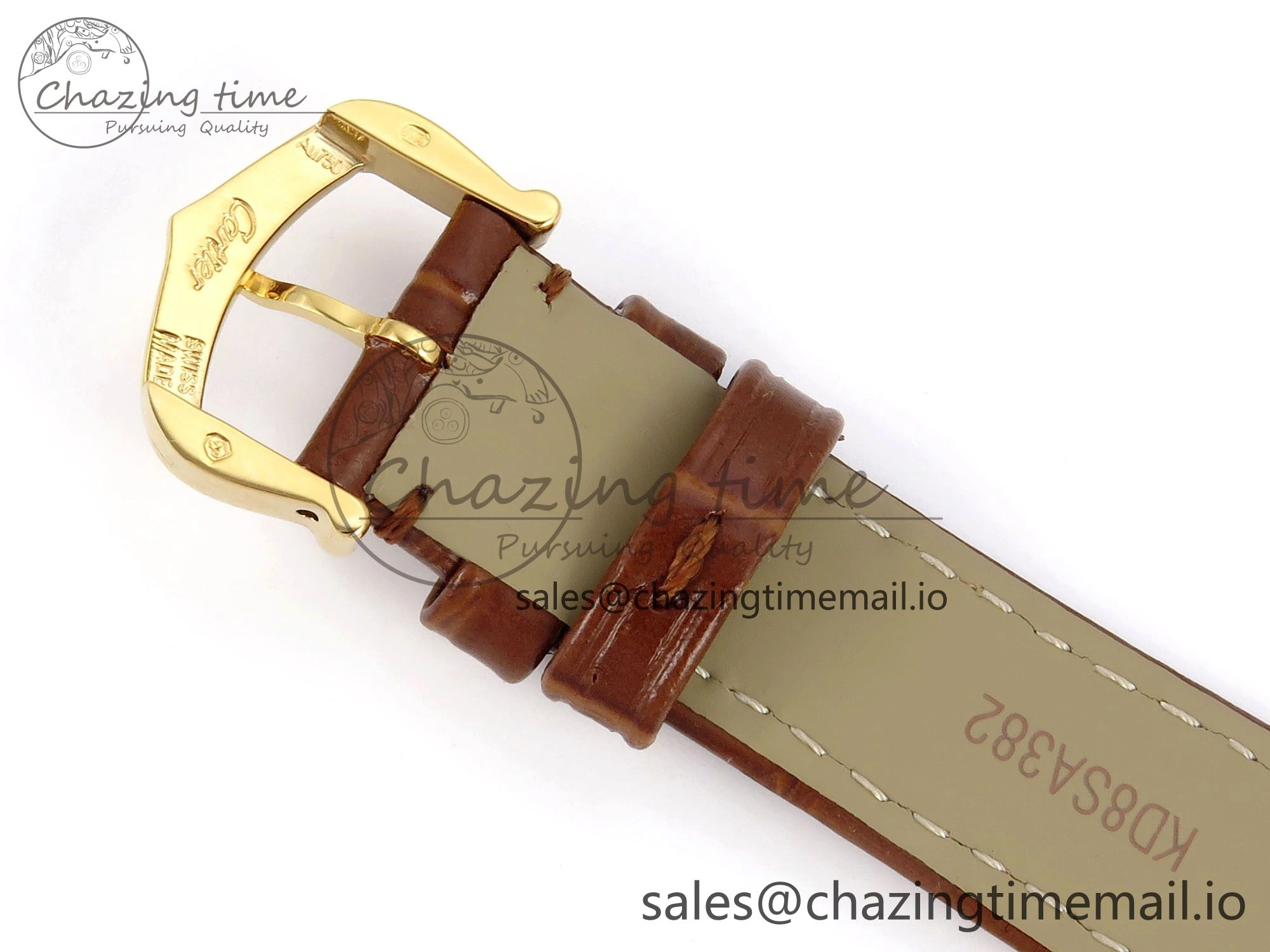 Tank Must YG 22mm AF 1:1 Best Edition White Dial on Brown Leather Strap Ronda Quartz
