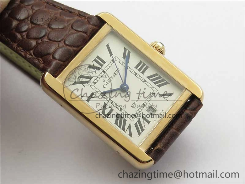 Tank Solo 31mm RG V9F 1:1 Best Edition White Dial on Brown Leather Strap MIYOTA 9015