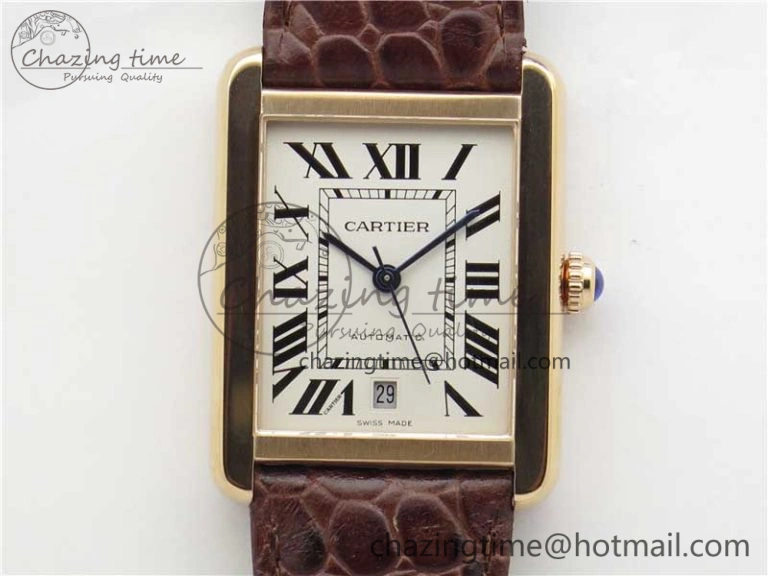 Tank Solo 31mm RG V9F 1:1 Best Edition White Dial on Brown Leather Strap MIYOTA 9015