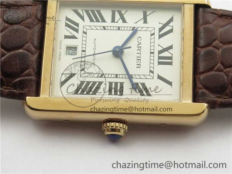 Tank Solo 31mm RG V9F 1:1 Best Edition White Dial on Brown Leather Strap MIYOTA 9015