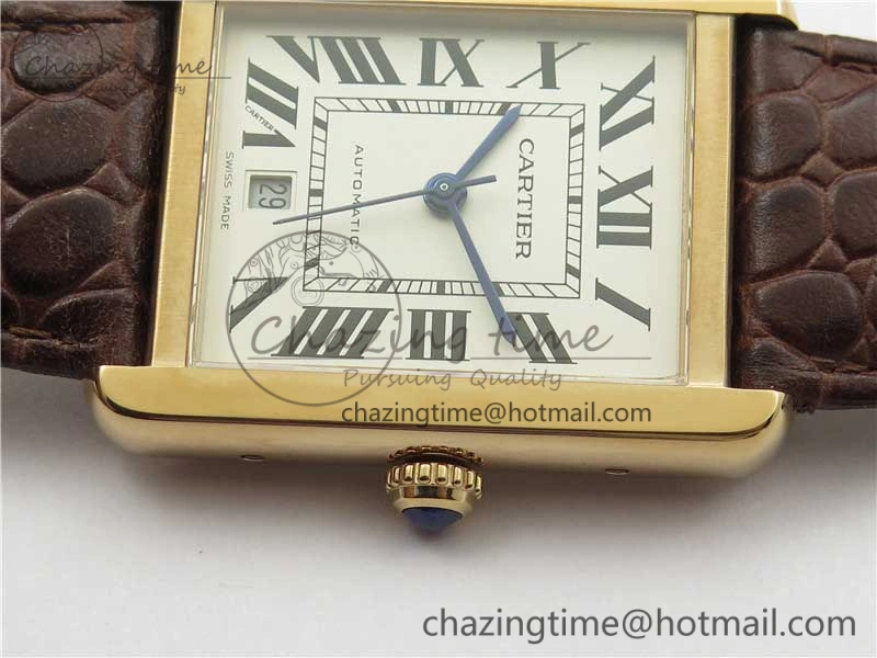 Tank Solo 31mm RG V9F 1:1 Best Edition White Dial on Brown Leather Strap MIYOTA 9015