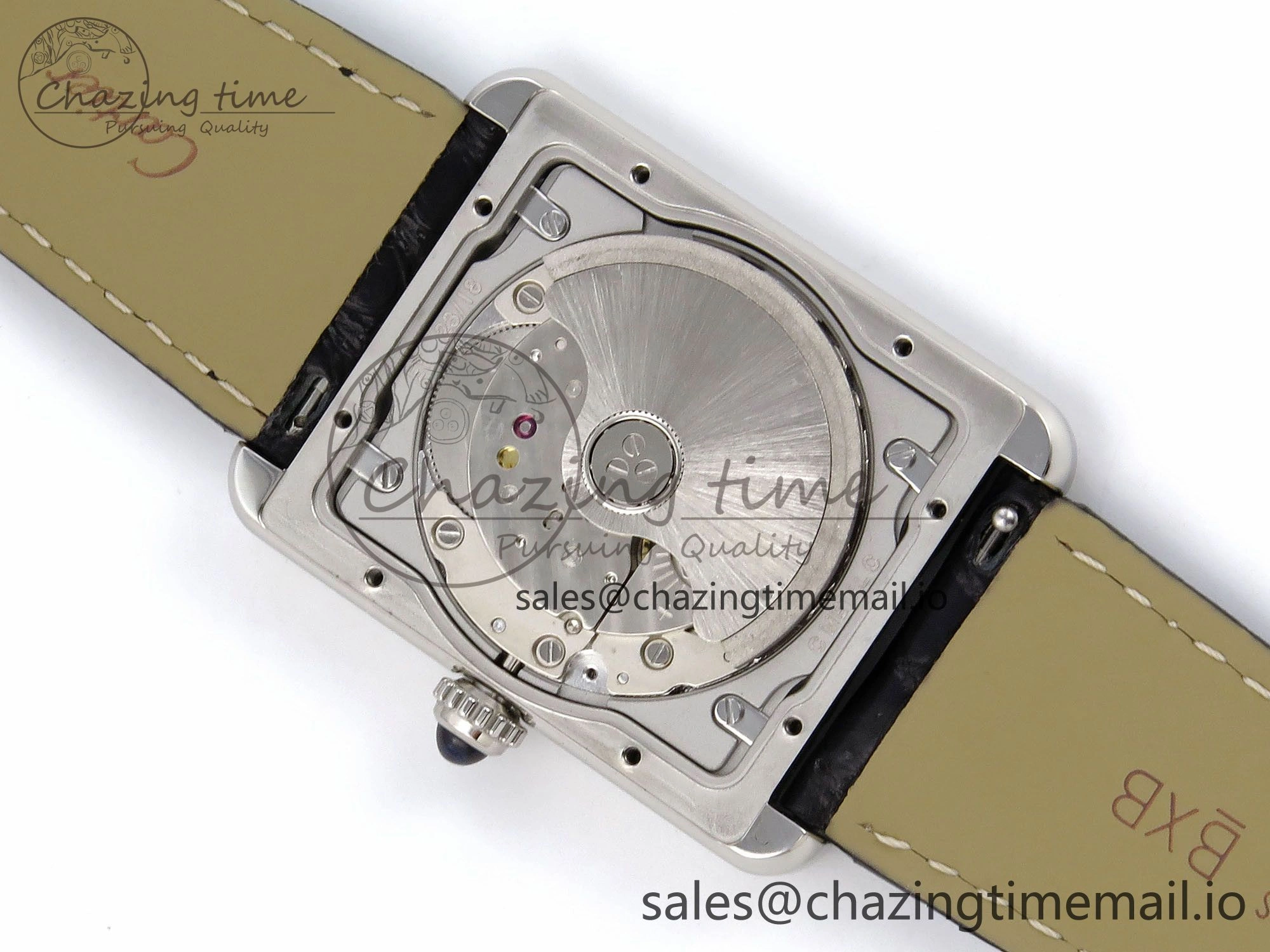 Tank Solo 31mm SS AF 1:1 Best Edition White Dial Diamonds Bezel on Black Croco Strap MIYOTA 9015