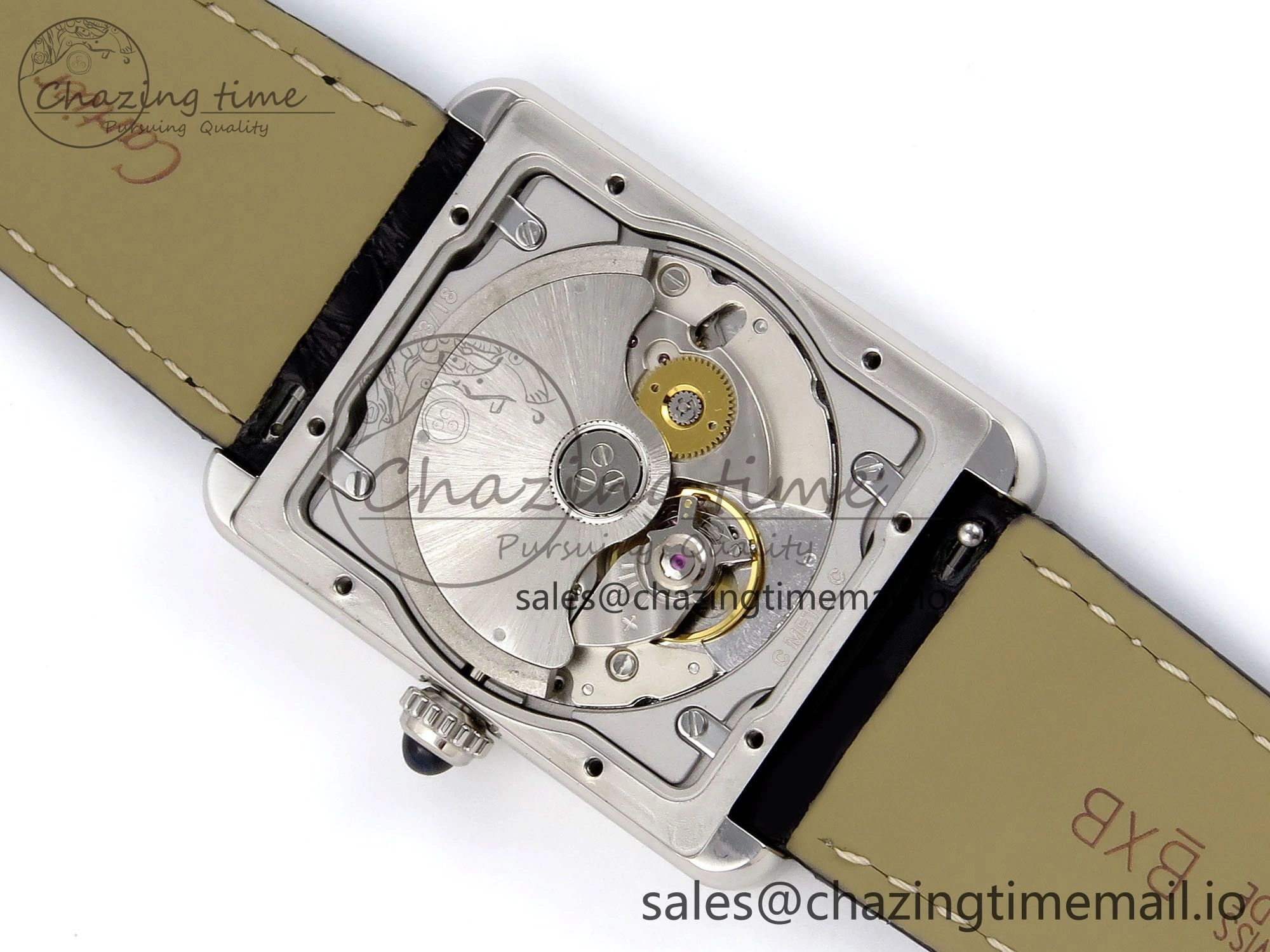 Tank Solo 31mm SS AF 1:1 Best Edition White Dial Diamonds Bezel on Black Croco Strap MIYOTA 9015