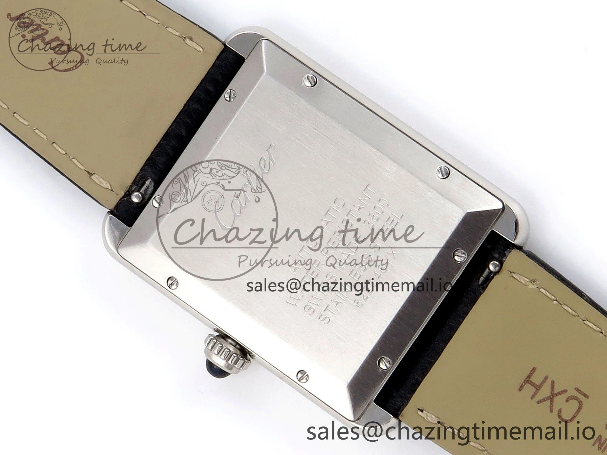 Tank Solo 31mm SS AF 1:1 Best Edition White Dial Diamonds Bezel on Black Leather Strap MIYOTA 9015