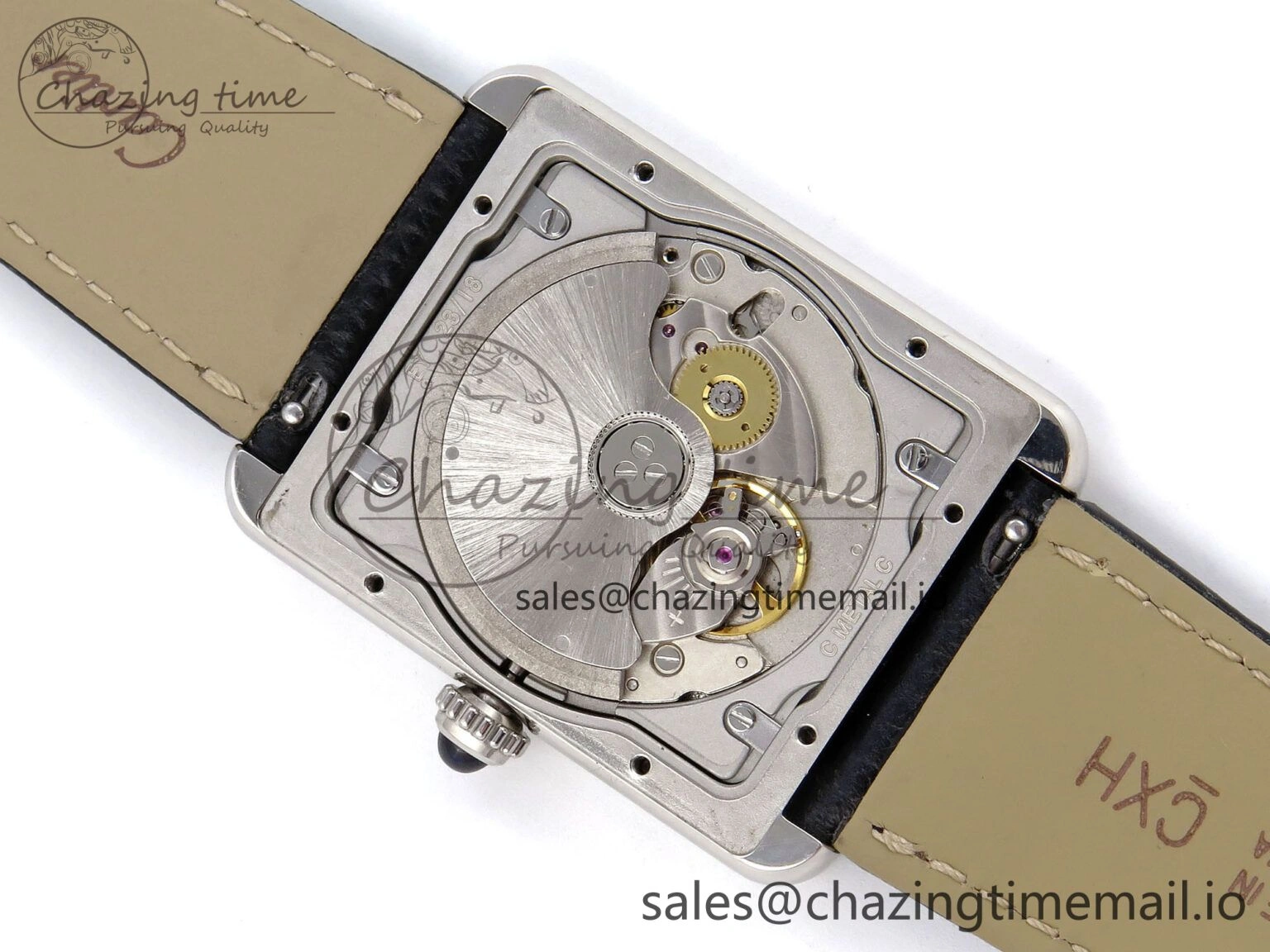 Tank Solo 31mm SS AF 1:1 Best Edition White Dial Diamonds Bezel on Black Leather Strap MIYOTA 9015