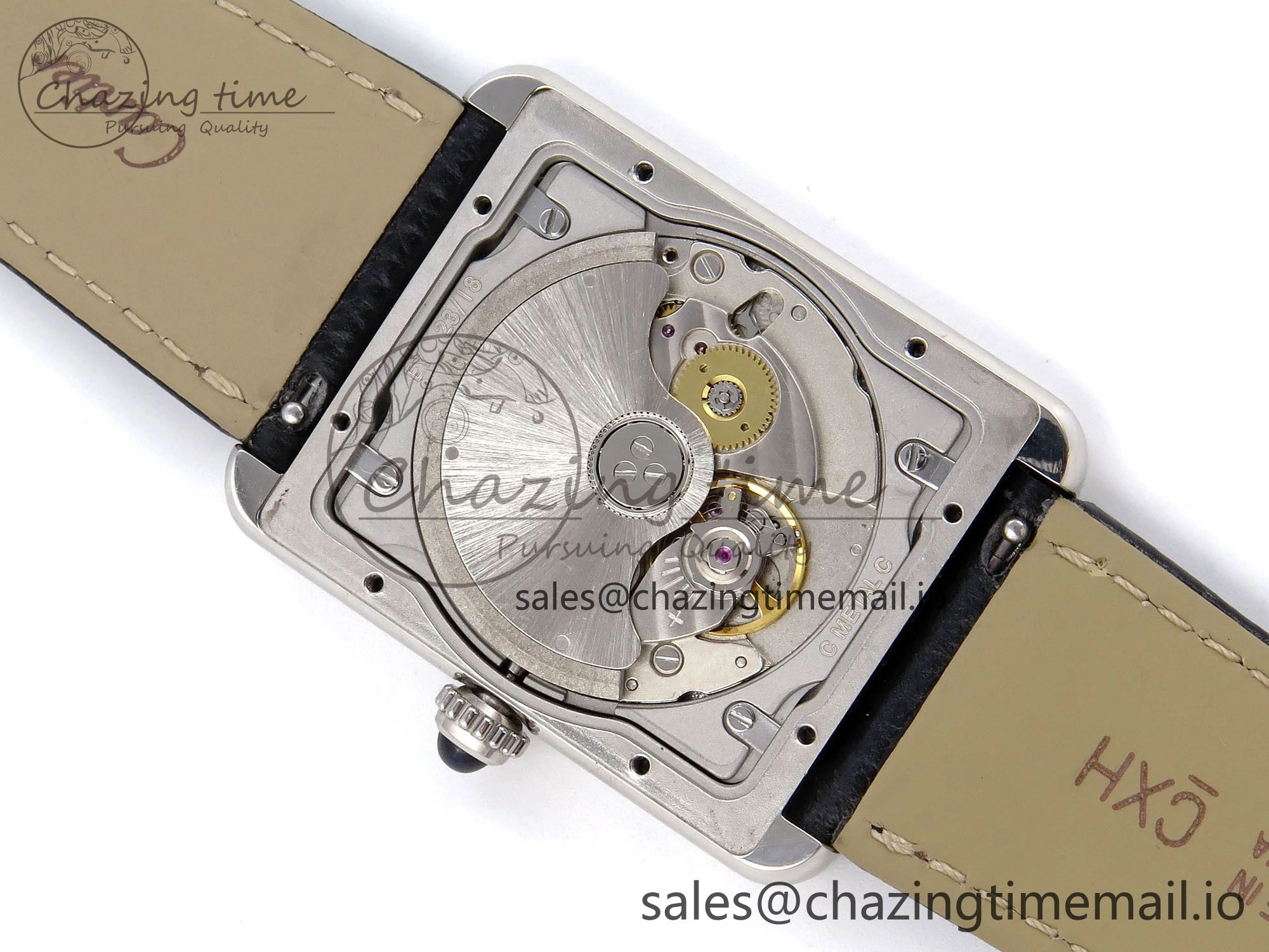 Tank Solo 31mm SS AF 1:1 Best Edition White Dial Diamonds Bezel on Black Leather Strap MIYOTA 9015