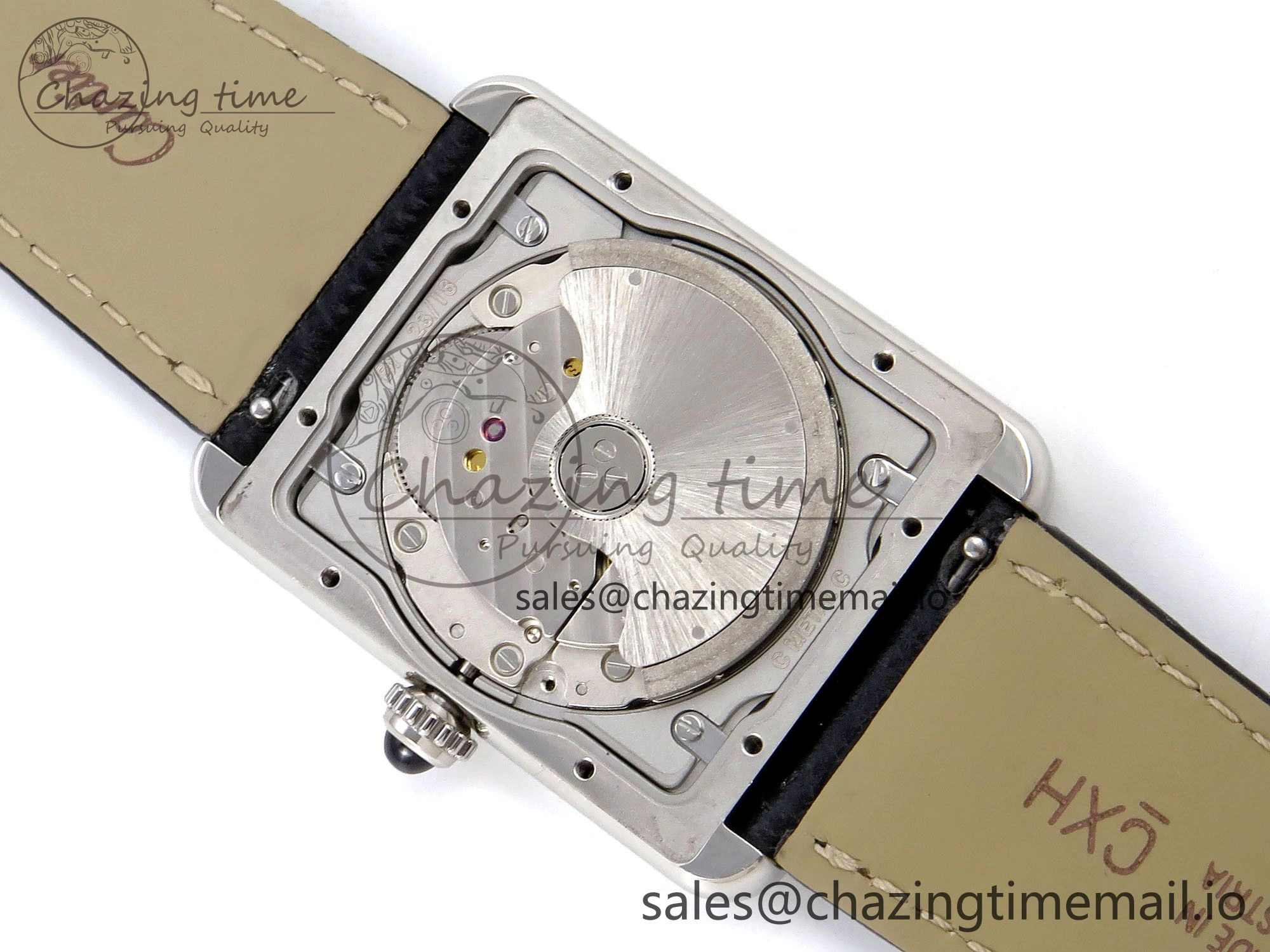 Tank Solo 31mm SS AF 1:1 Best Edition White Dial Diamonds Bezel on Black Leather Strap MIYOTA 9015