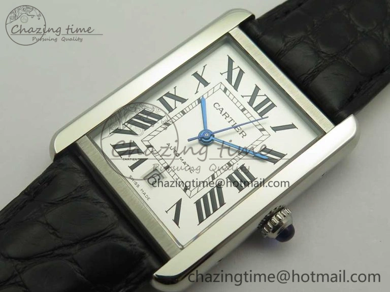 Tank Solo 31mm SS KZF 1:1 Best Edition White Dial on Black Leather Strap MIYOTA 9015