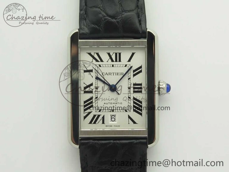 Tank Solo 31mm SS KZF 1:1 Best Edition White Dial on Black Leather Strap MIYOTA 9015