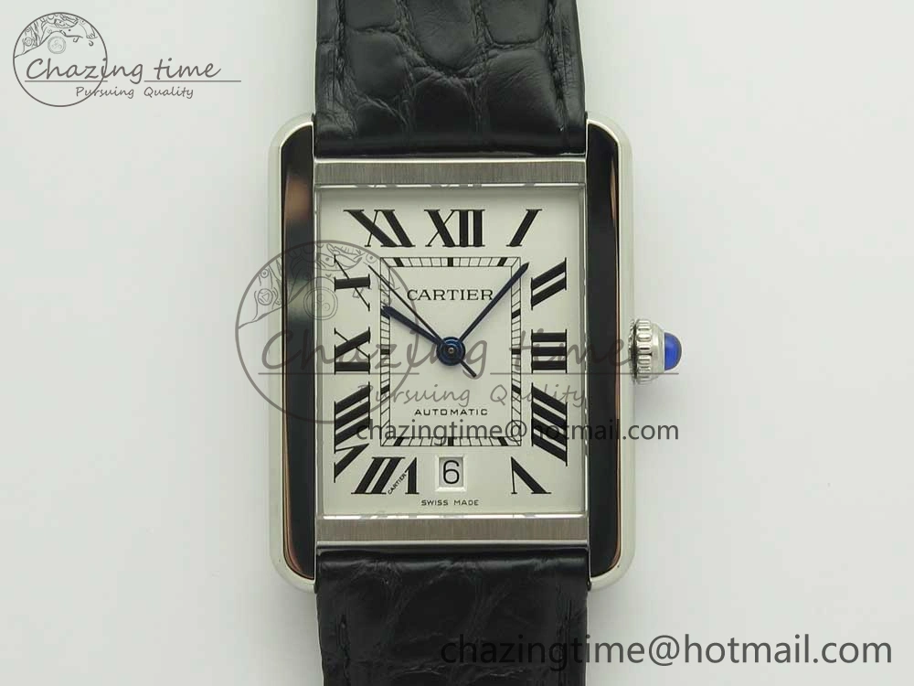 Tank Solo 31mm SS KZF 1:1 Best Edition White Dial on Black Leather Strap MIYOTA 9015