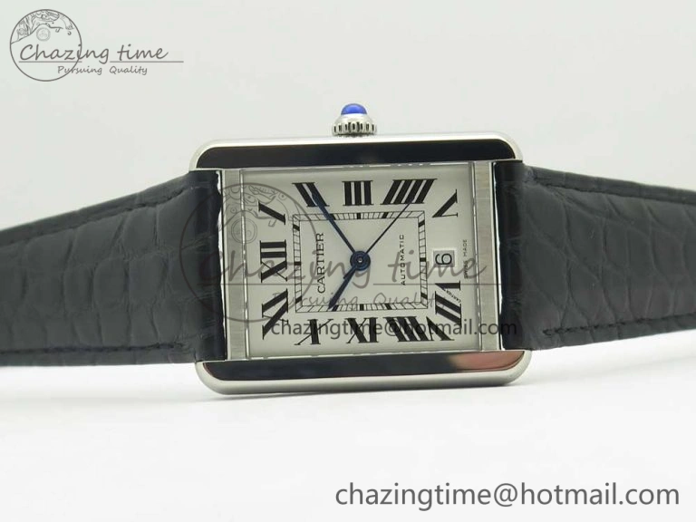 Tank Solo 31mm SS KZF 1:1 Best Edition White Dial on Black Leather Strap MIYOTA 9015