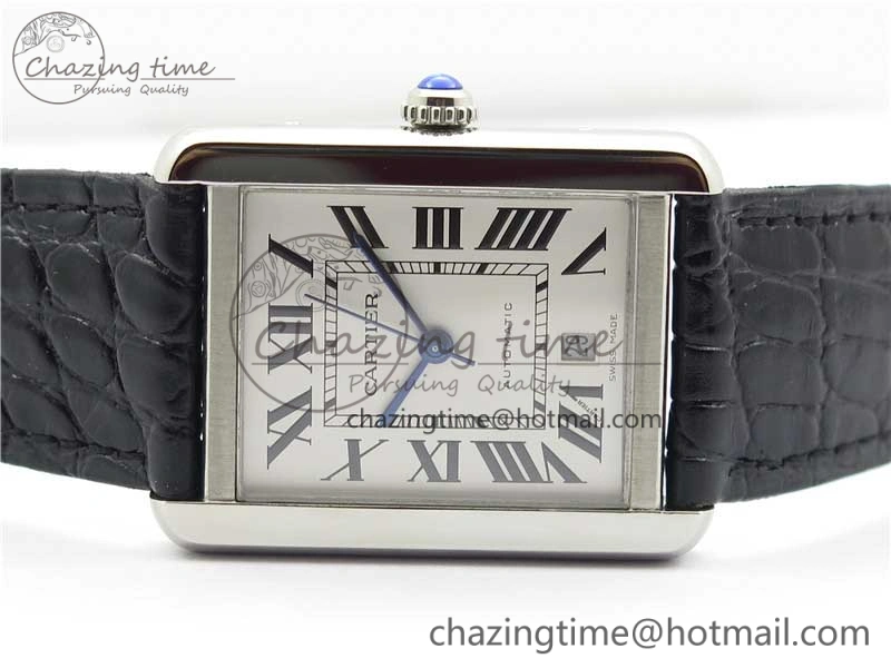 Tank Solo 31mm SS V9F 1:1 Best Edition White Dial on Black Leather Strap MIYOTA 9015