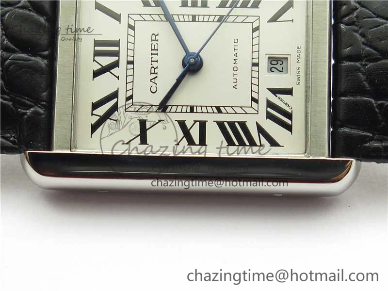 Tank Solo 31mm SS V9F 1:1 Best Edition White Dial on Black Leather Strap MIYOTA 9015