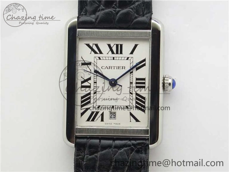 Tank Solo 31mm SS V9F 1:1 Best Edition White Dial on Black Leather Strap MIYOTA 9015