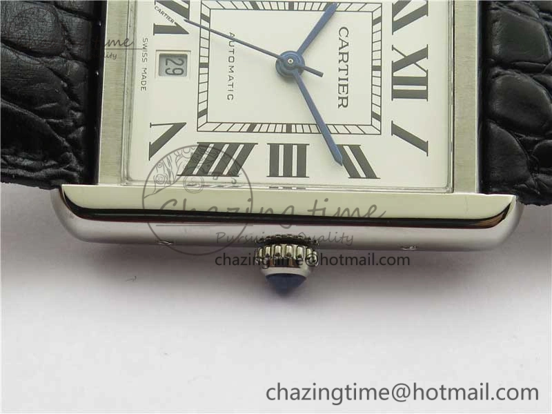 Tank Solo 31mm SS V9F 1:1 Best Edition White Dial on Black Leather Strap MIYOTA 9015