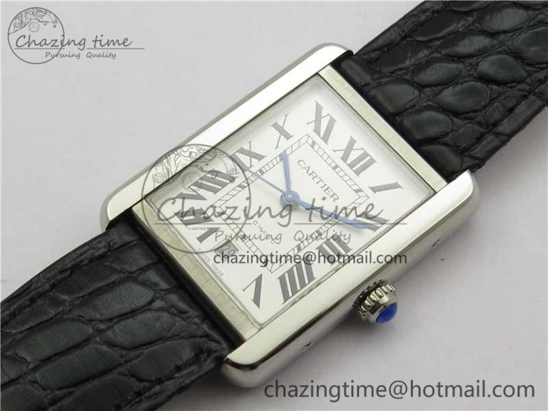 Tank Solo 31mm SS V9F 1:1 Best Edition White Dial on Black Leather Strap MIYOTA 9015
