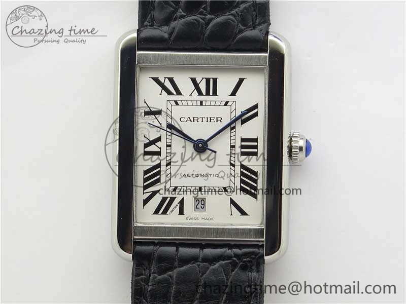 Tank Solo 31mm SS V9F 1:1 Best Edition White Dial on Black Leather Strap MIYOTA 9015