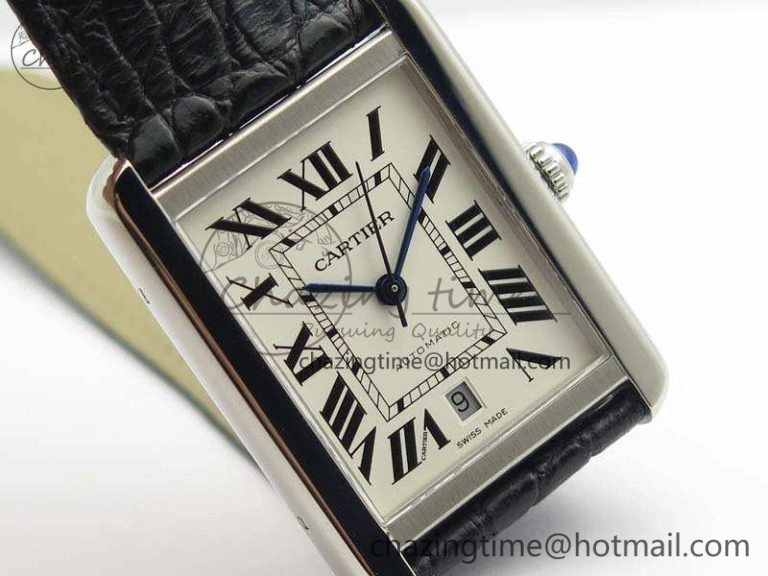 Tank Solo 31mm SS ZF 1:1 Best Edition White Dial On Black Leather Strap MIYOTA 9015