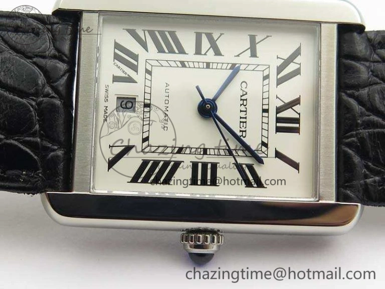 Tank Solo 31mm SS ZF 1:1 Best Edition White Dial On Black Leather Strap MIYOTA 9015