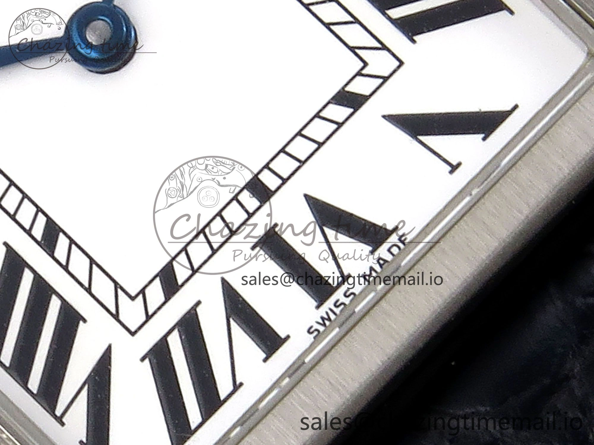 Tank Solo Ladies 25mm SS AF 1:1 Best Edition White Dial Diamonds Bezel on Black Croco Strap Ronda Quartz