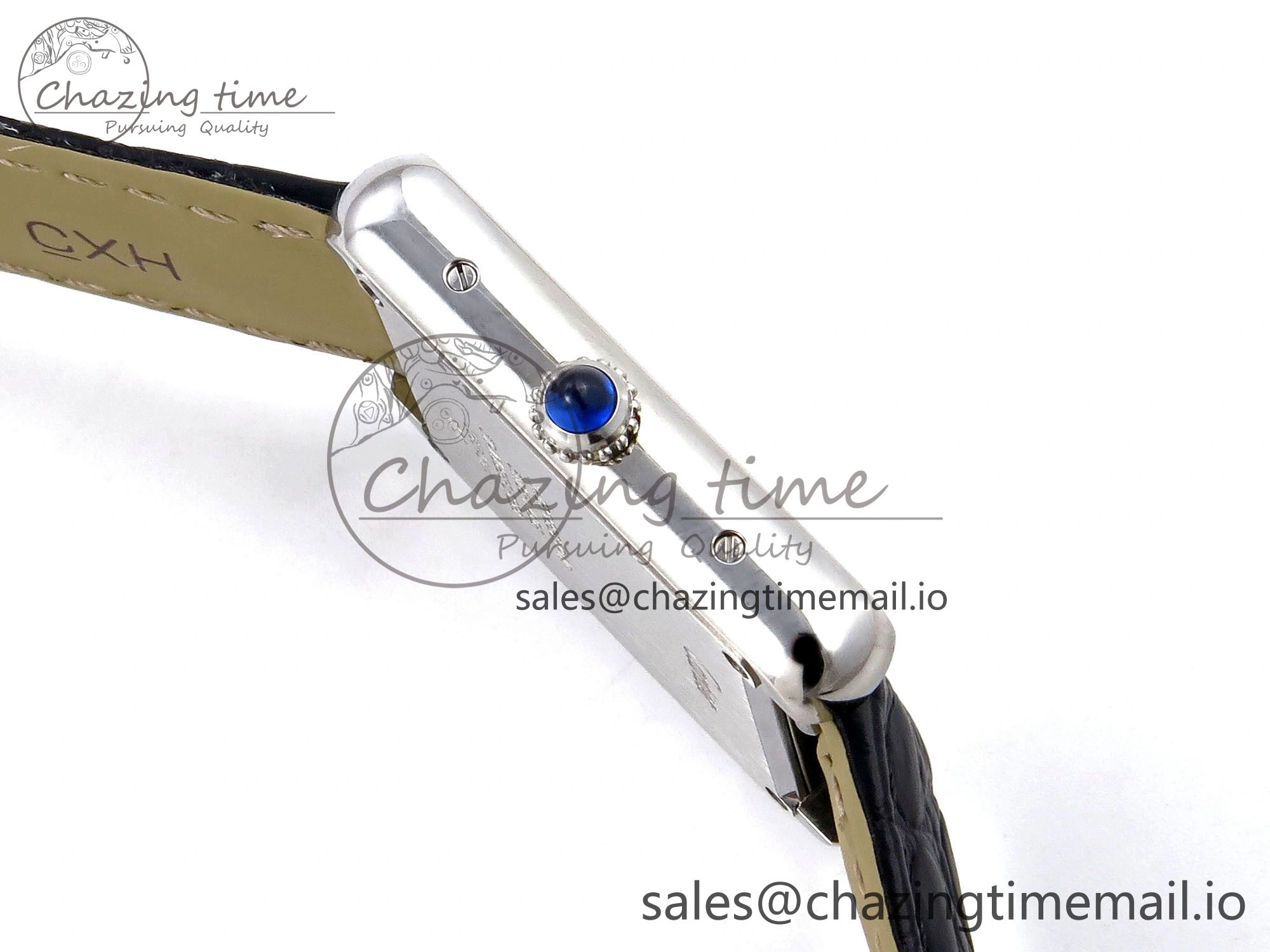Tank Solo Ladies 25mm SS AF 1:1 Best Edition White Dial Diamonds Bezel on Black Croco Strap Ronda Quartz