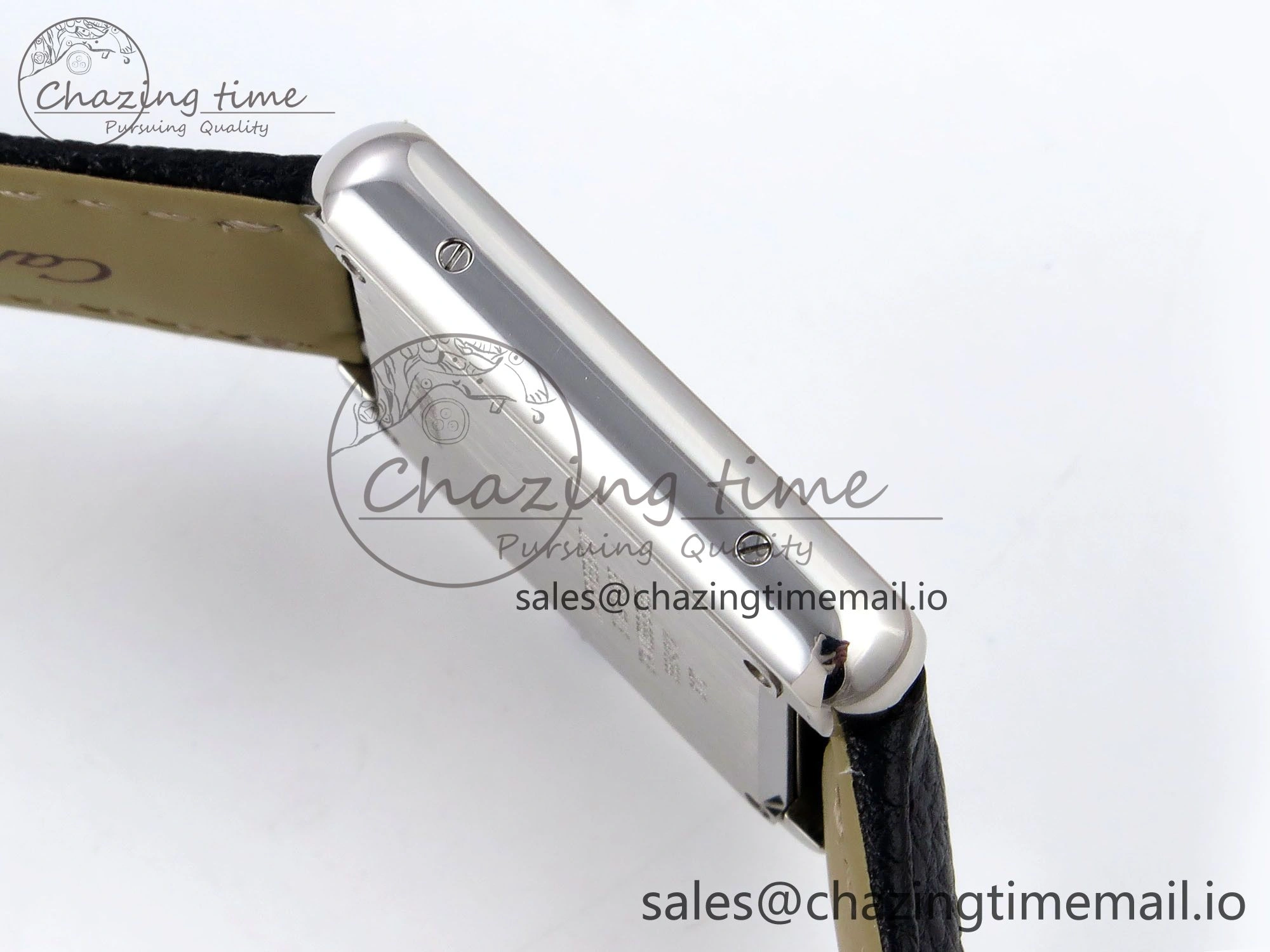 Tank Solo Ladies 25mm SS AF 1:1 Best Edition White Dial Diamonds Bezel on Black Leather Strap Ronda Quartz