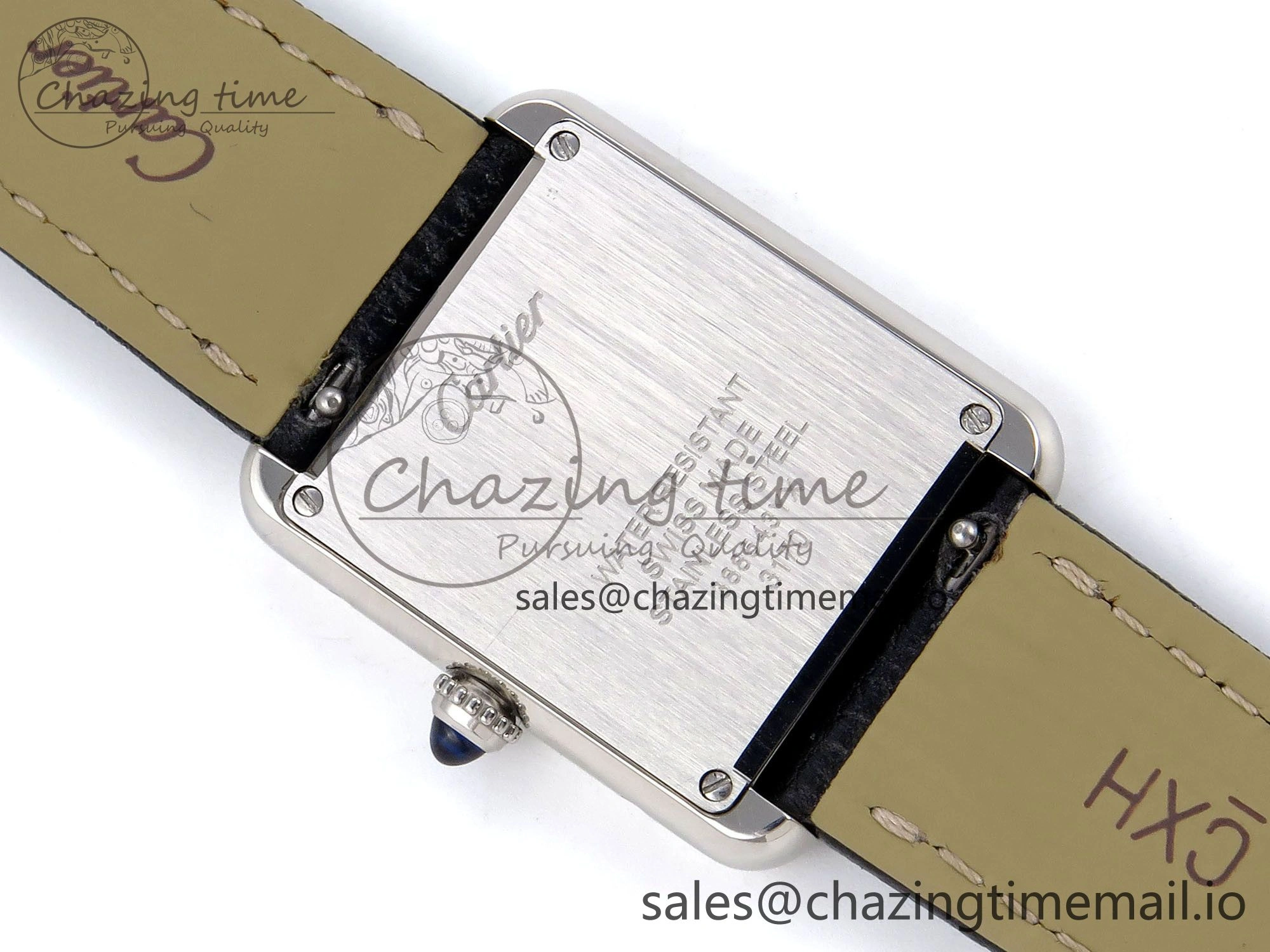 Tank Solo Ladies 25mm SS AF 1:1 Best Edition White Dial Diamonds Bezel on Black Leather Strap Ronda Quartz